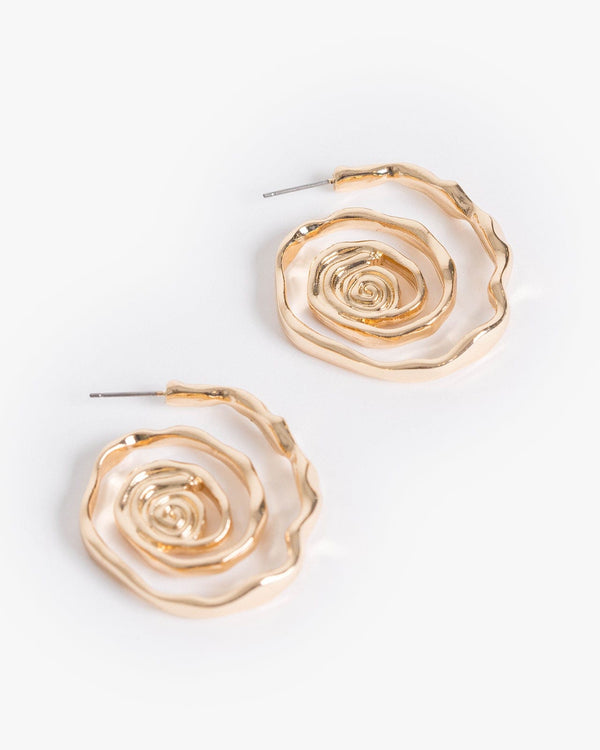 Colette by Colette Hayman Gold Textural Spiral Hoop Earrings