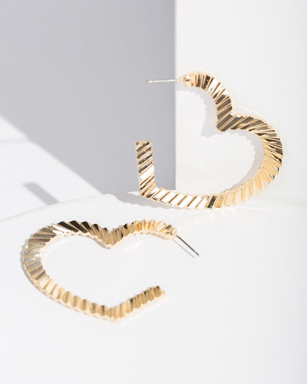 Colette by Colette Hayman Gold Textured Big Heart Hoop Earrings