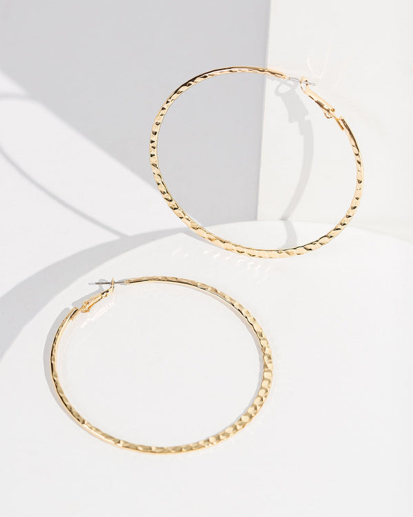 Colette by Colette Hayman Gold Textured Big Hoop Earrings