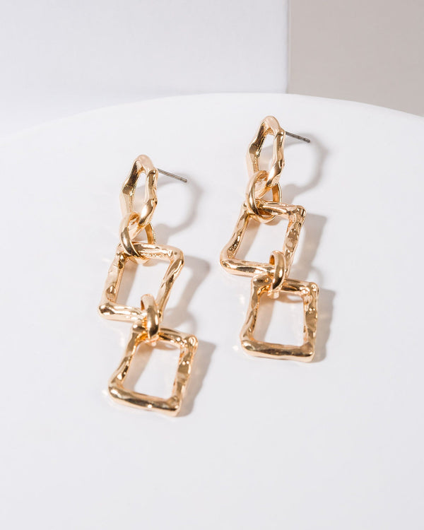 Colette by Colette Hayman Gold Textured Chain Statement Earrings