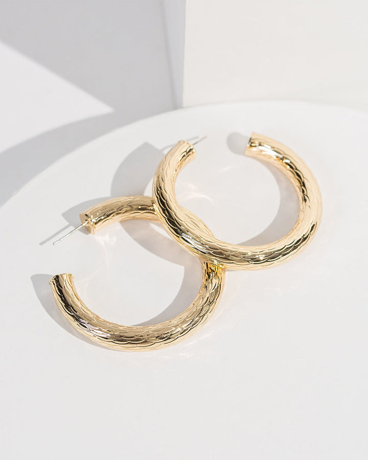 Colette by Colette Hayman Gold Textured Chunky Hoop Earrings