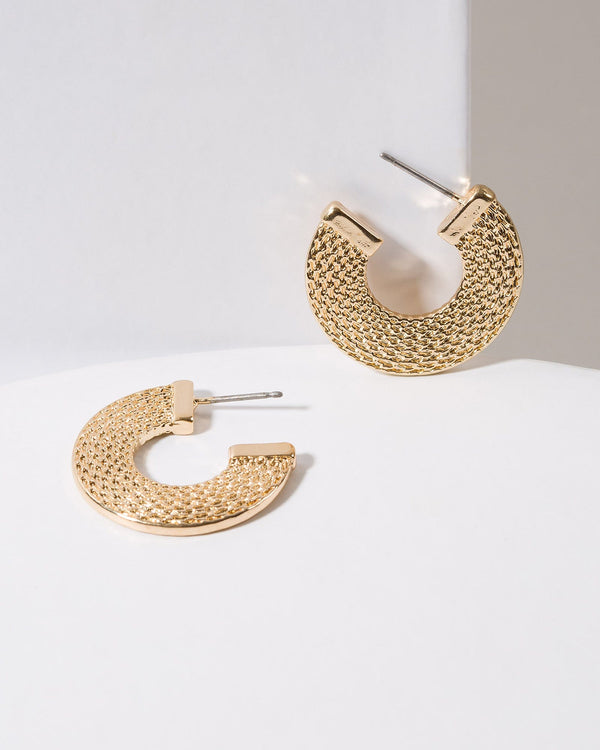 Colette by Colette Hayman Gold Textured Flat Hoop Earrings