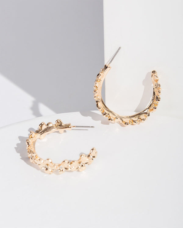 Colette by Colette Hayman Gold Textured Hoop Earrings