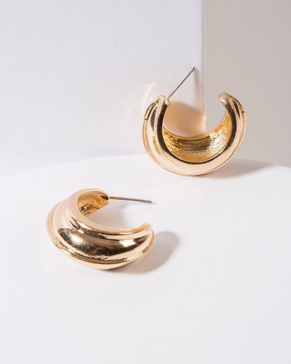 Colette by Colette Hayman Gold Textured Hoop Earrings
