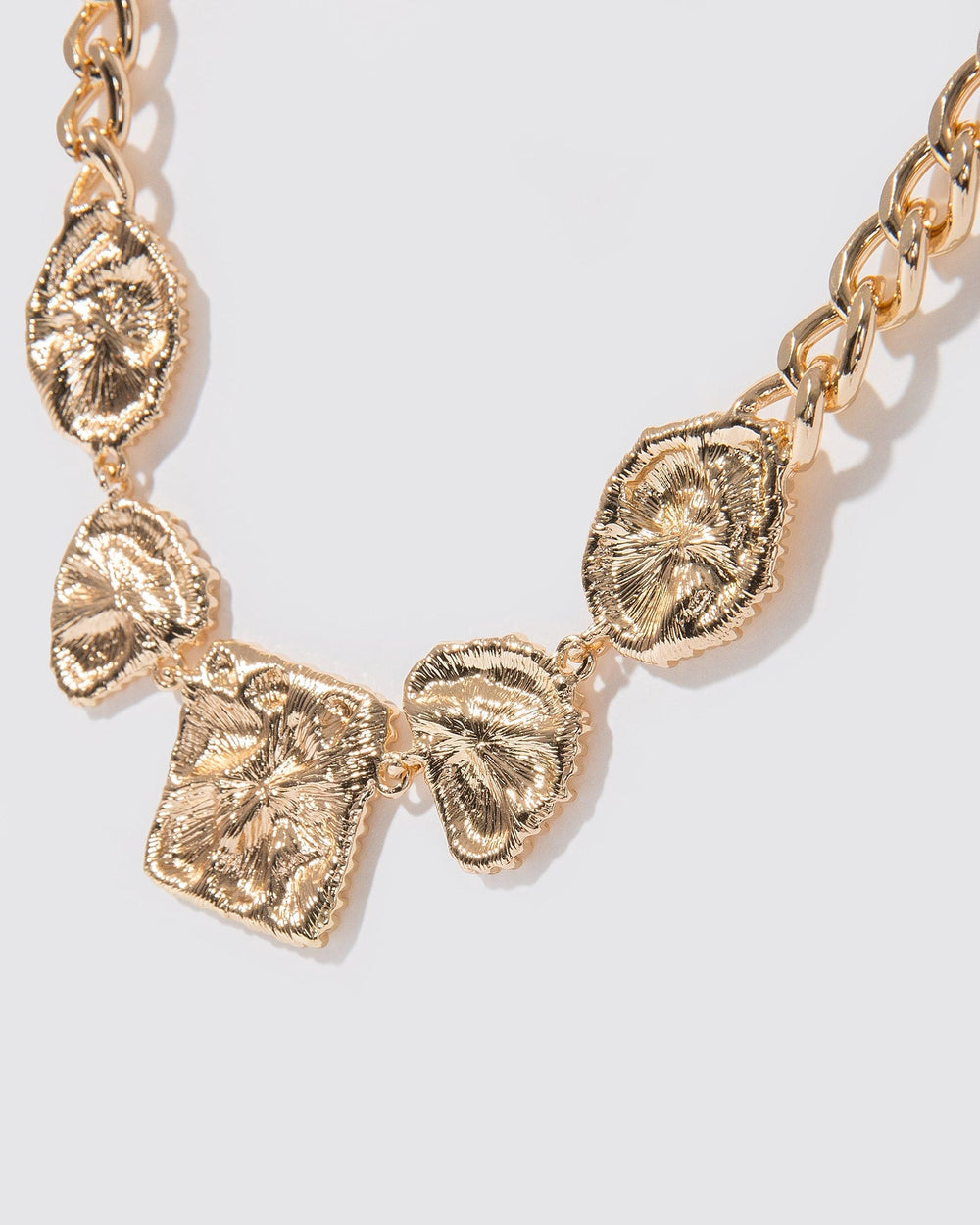 Gold Alt Textured Metal Statement Necklace colette hayman