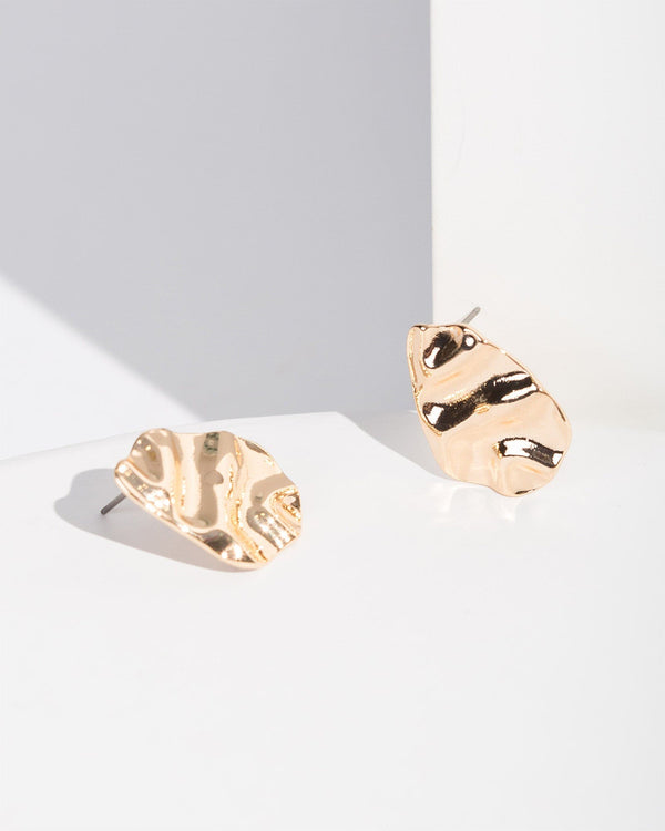 Colette by Colette Hayman Gold Textured Oval Drop Stud Earrings