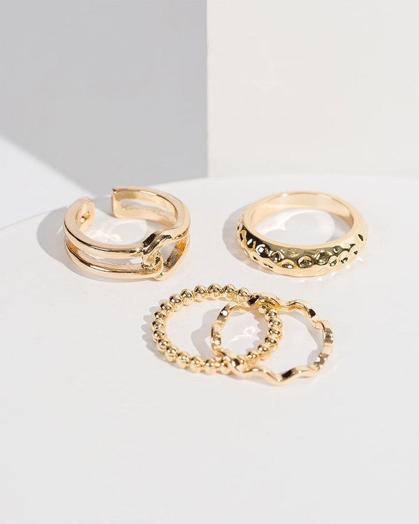 Colette by Colette Hayman Gold Textured Ring Pack