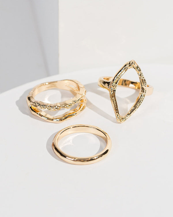 Colette by Colette Hayman Gold Textured Ring Pack