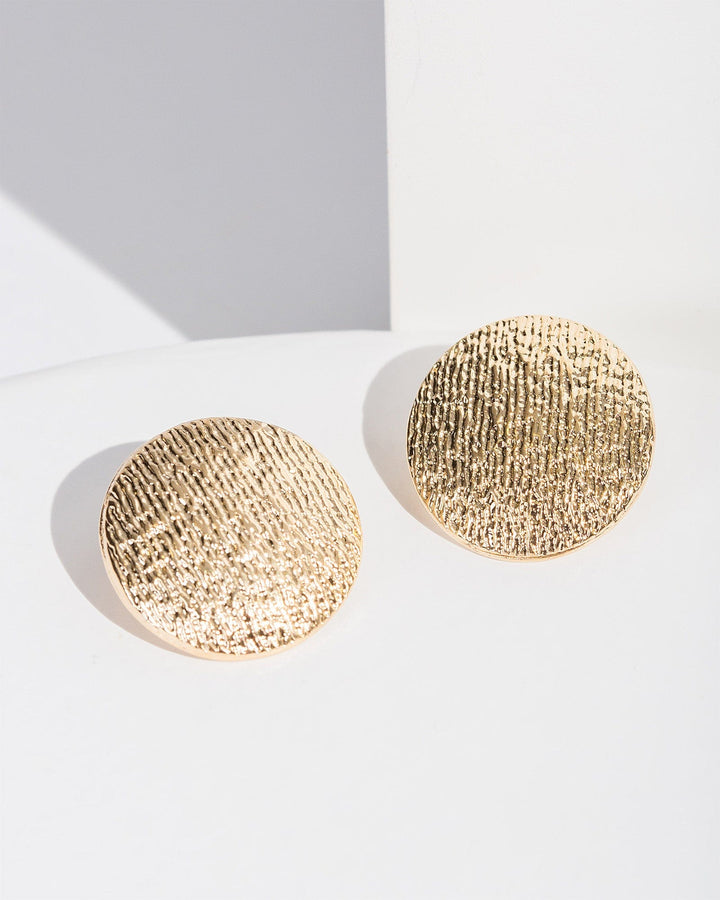 Colette by Colette Hayman Gold Textured Round Clip On Earrings
