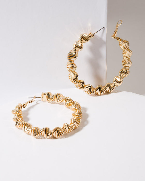 Colette by Colette Hayman Gold Textured Twisted Hoop Earrings