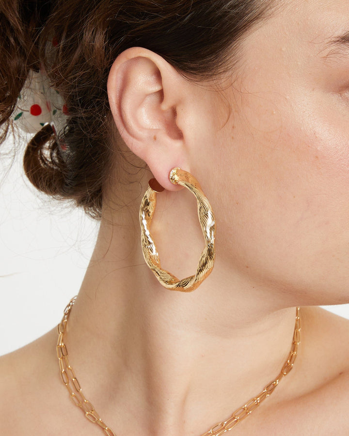 Colette by Colette Hayman Gold Textured Twisted Hoops Earrings