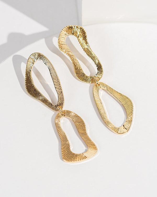 Colette by Colette Hayman Gold Textured Wavy Oval Drop Earrings