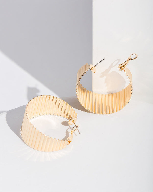 Colette by Colette Hayman Gold Textured Wide Hoop Earrings