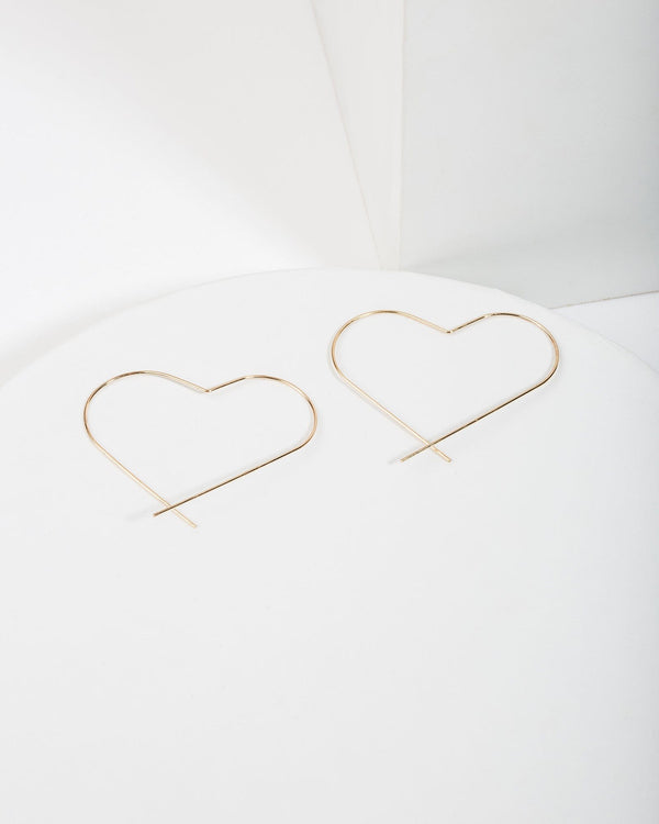 Colette by Colette Hayman Gold Thin Metal Love Heart Hoop Earrings