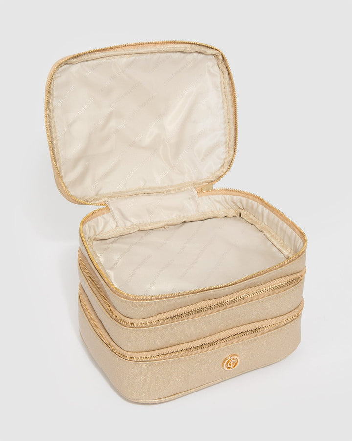 Colette by Colette Hayman Gold Three Zip Cosmetic Case