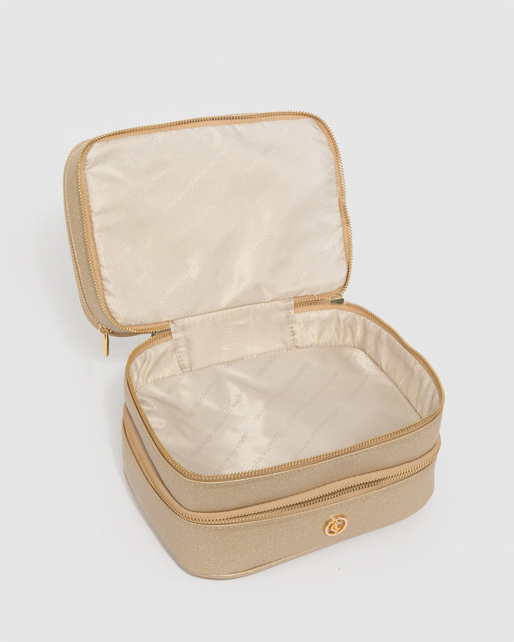 Colette by Colette Hayman Gold Three Zip Cosmetic Case