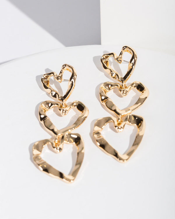 Colette by Colette Hayman Gold Triple Heart Drop Earrings
