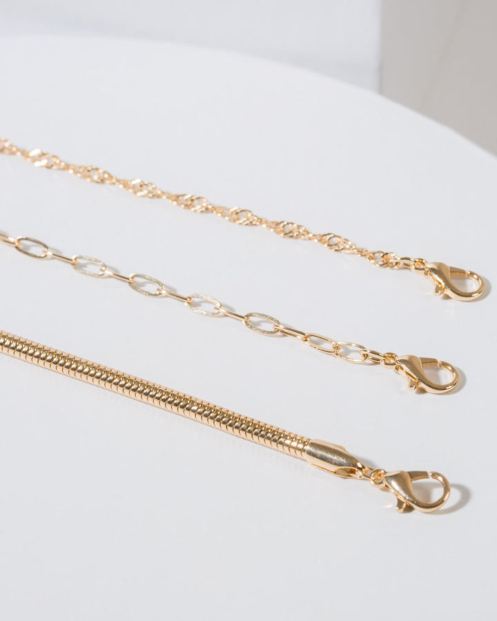 Colette by Colette Hayman Gold Triple Layered Chain Bracelet