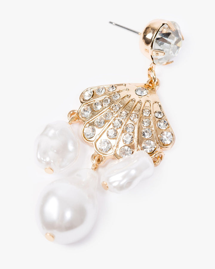 Colette by Colette Hayman Gold Triple Pearl Drop Sea Charm Earrings