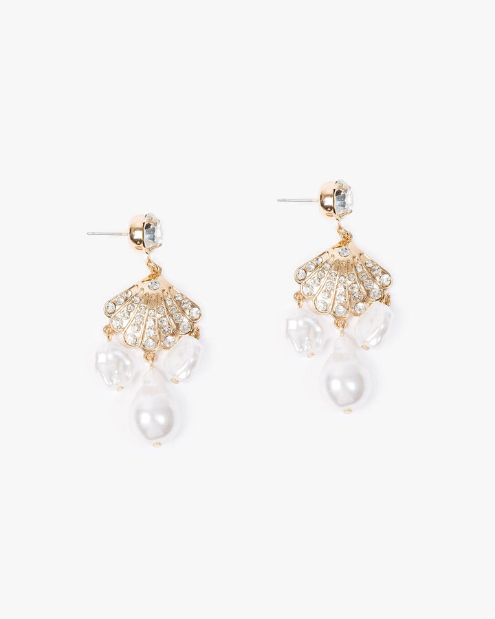 Colette by Colette Hayman Gold Triple Pearl Drop Sea Charm Earrings