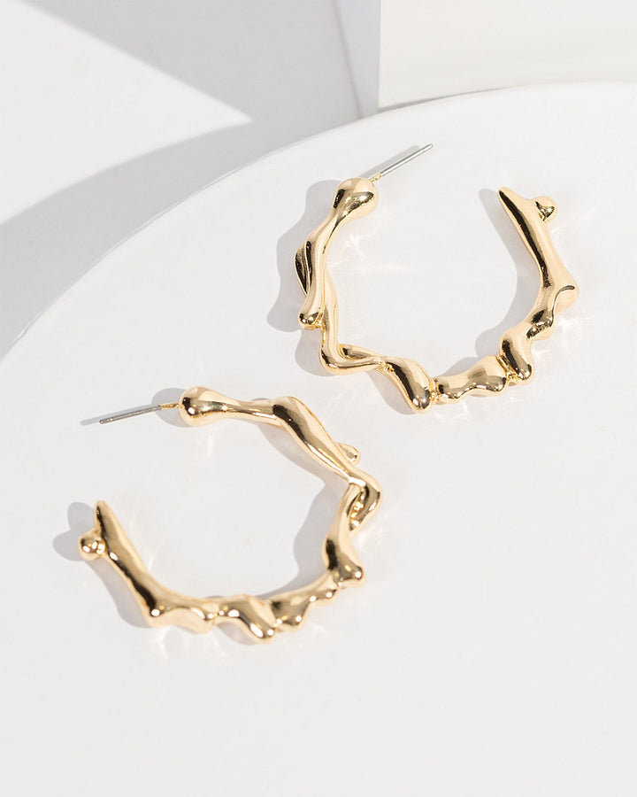 Colette by Colette Hayman Gold Twisted Thin Hoops Earrings