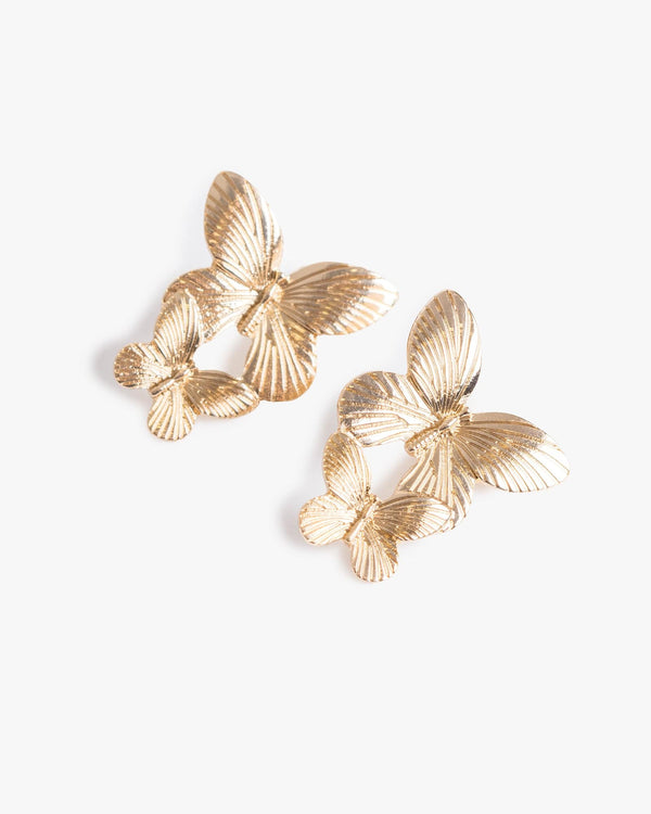 Colette by Colette Hayman Gold Two Butterfly Drop Earrings