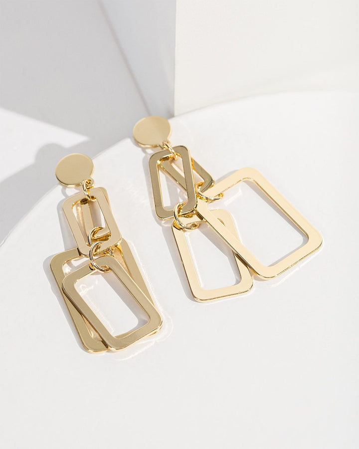 Colette by Colette Hayman Gold Two Tier Square Dangle Stud Earrings
