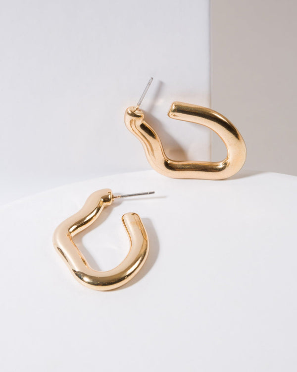 Colette by Colette Hayman Gold Wavy Abstract Hoop Earrings
