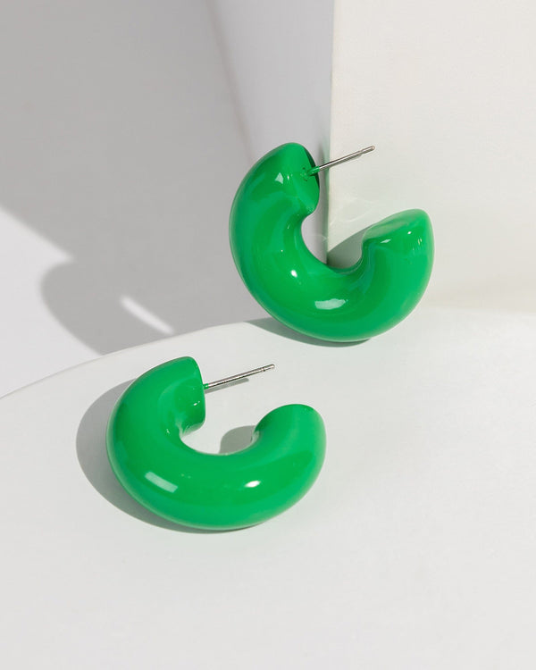 Colette by Colette Hayman Green Acrylic Huggie Hoop Earrings