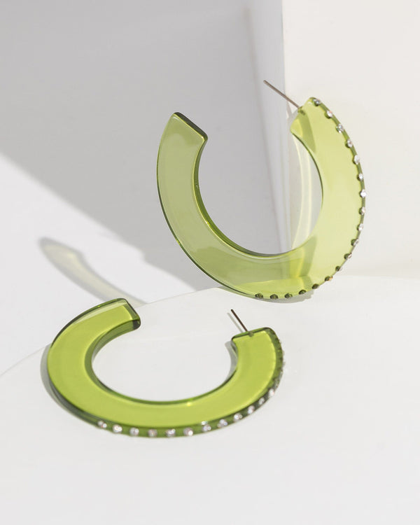 Colette by Colette Hayman Green Chunky Acrylic Hoop Earrings