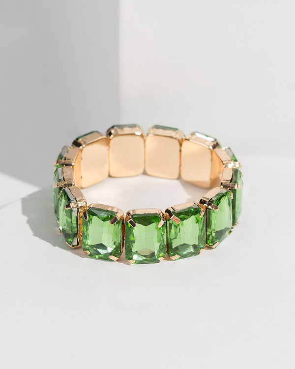 Colette by Colette Hayman Green Chunky Crystal Stretch Bracelet