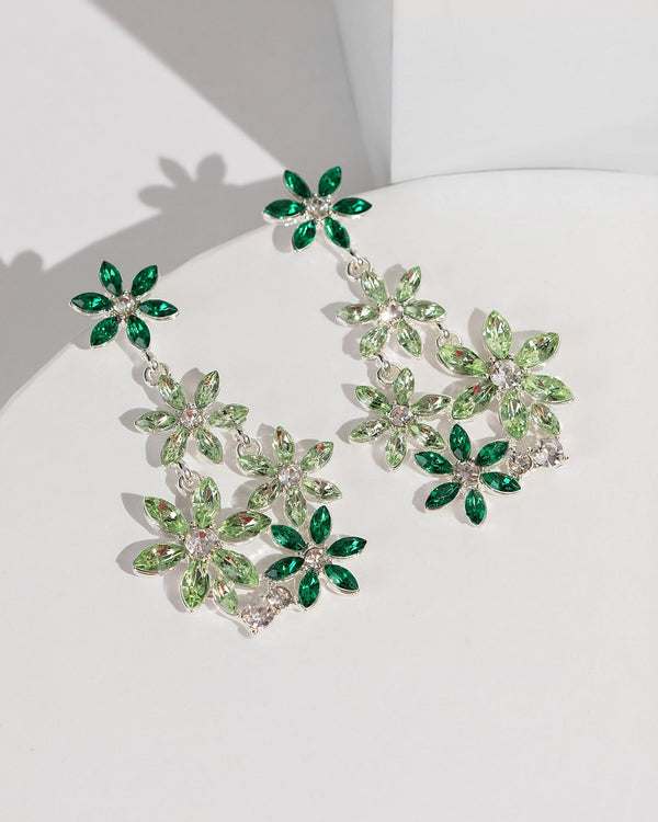 Colette by Colette Hayman Green Crystal Flowers Earrings