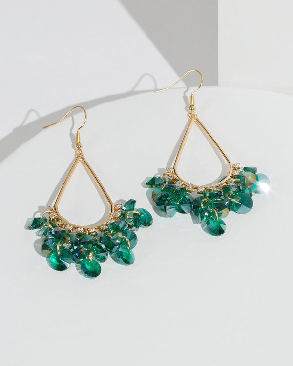 Colette by Colette Hayman Green Crystal Frame Earrings