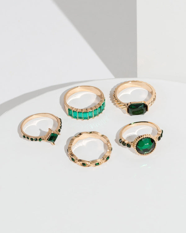 Colette by Colette Hayman Green Crystal Ring Pack
