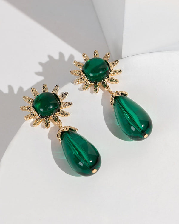 Colette by Colette Hayman Green Crystal Sun Drop Earrings
