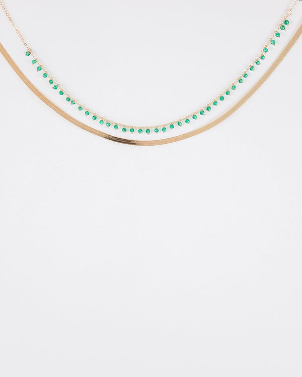 Colette by Colette Hayman Green Double Row Snake Chain Necklace