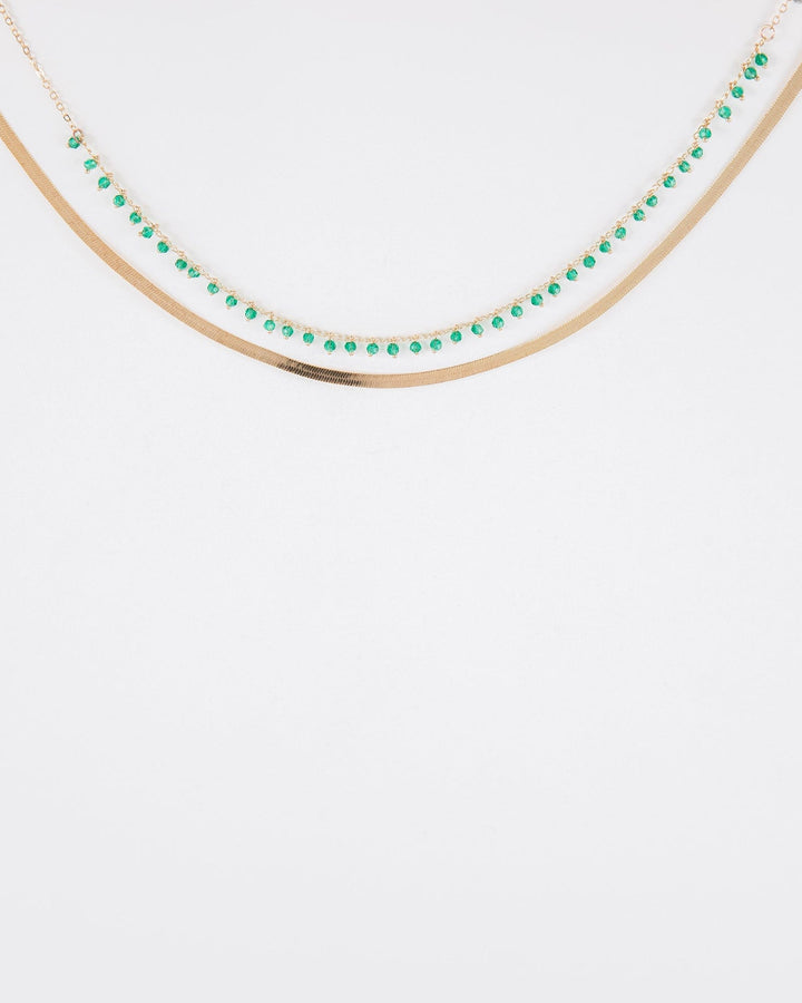 Colette by Colette Hayman Green Double Row Snake Chain Necklace