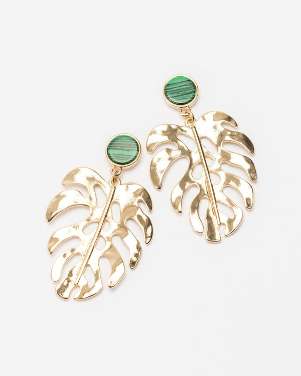 Colette by Colette Hayman Green Palm Leaf Drop Earrings
