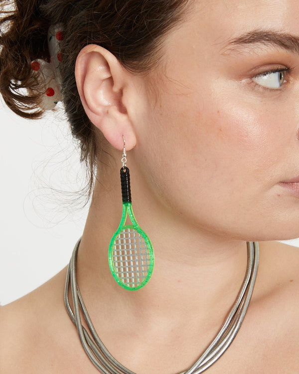Colette by Colette Hayman Green Tennis Raket Hook Drop Earrings