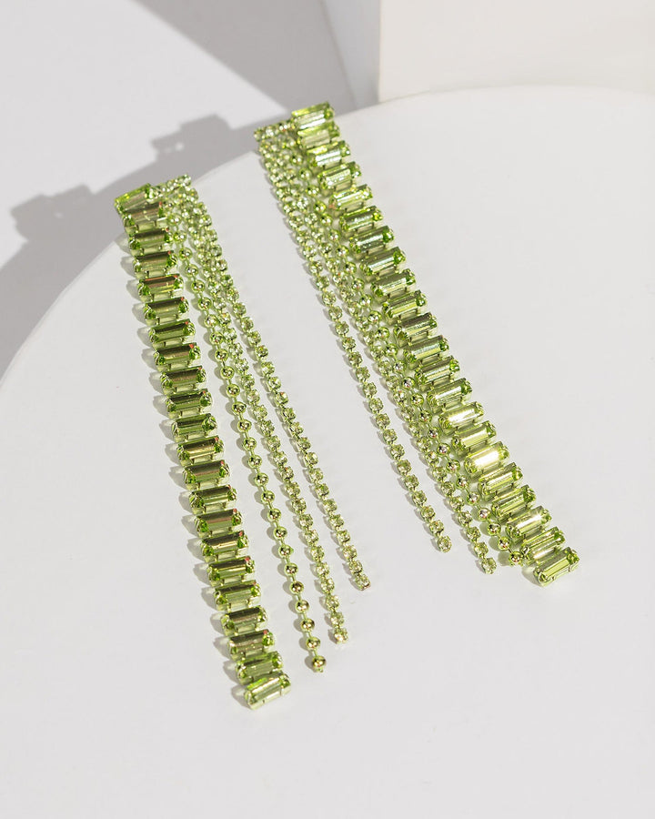 Colette by Colette Hayman Green Textured Crystal Drop Earrings