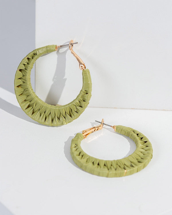 Colette by Colette Hayman Green Woven Statement Hoop Earrings