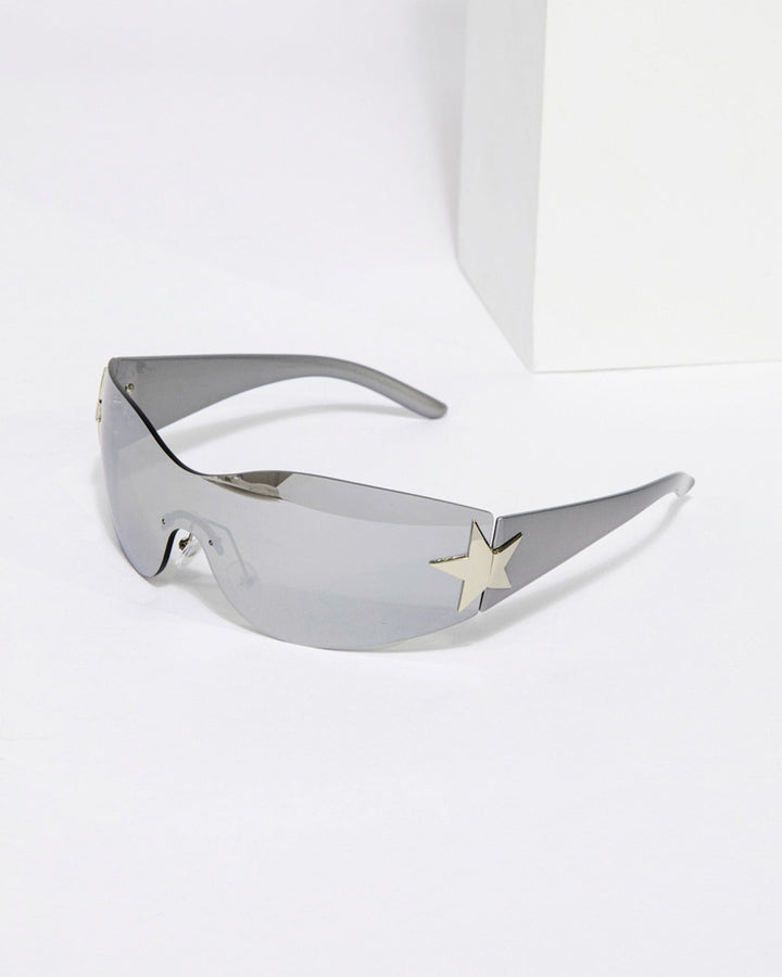 Colette by Colette Hayman Grey Rimless Wrap Around Star Sunglasses