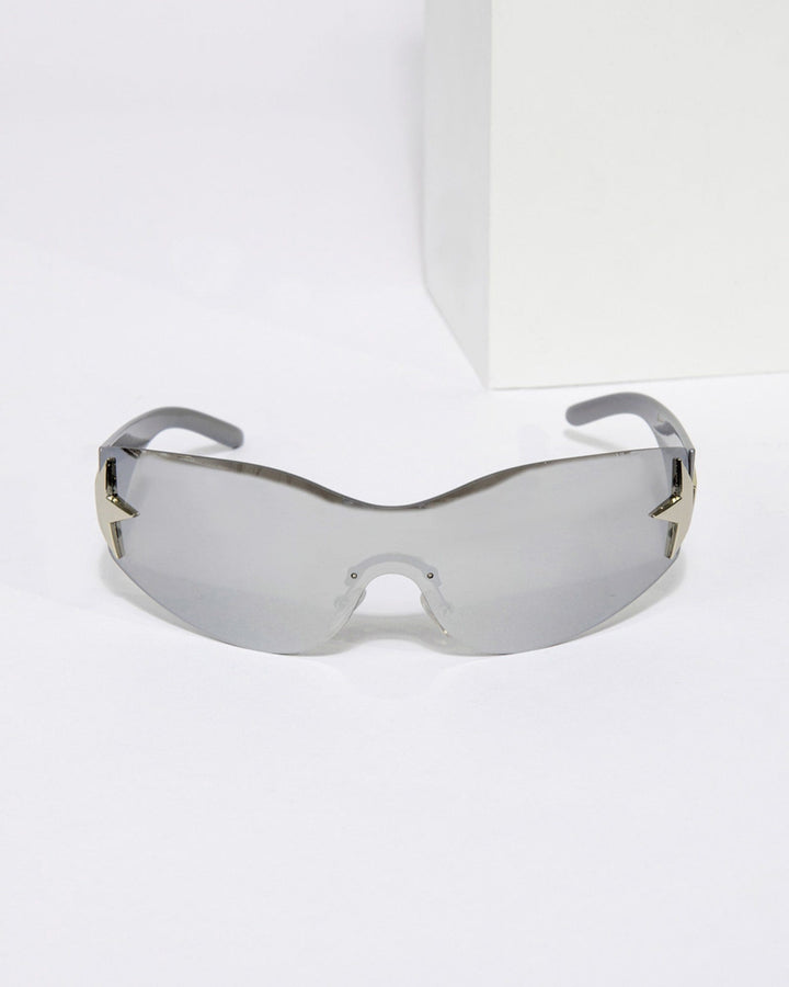 Colette by Colette Hayman Grey Rimless Wrap Around Star Sunglasses