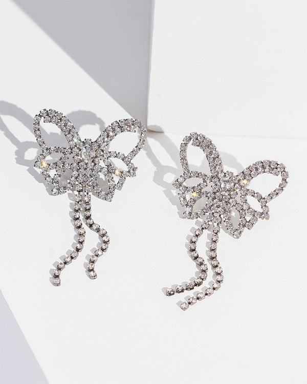 Colette by Colette Hayman Gunmetal Crystal Butterfly Tassel Earrings
