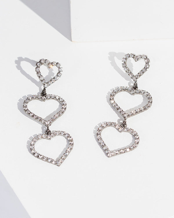 Colette by Colette Hayman Gunmetal Crystal Heart Drop Earrings