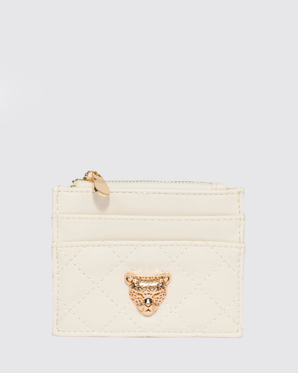 Colette by Colette Hayman Ivory Leopard Quilted Card Purse