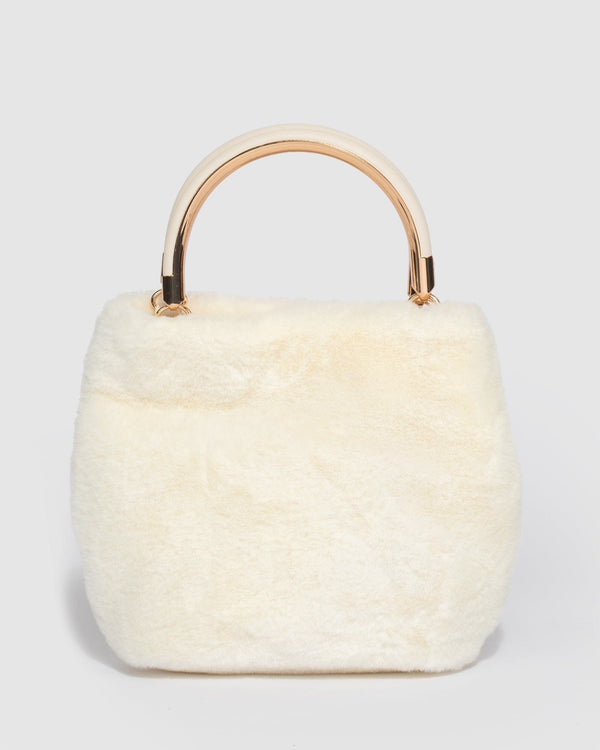 Colette by Colette Hayman Ivory Melis Fur Top Handle Bag