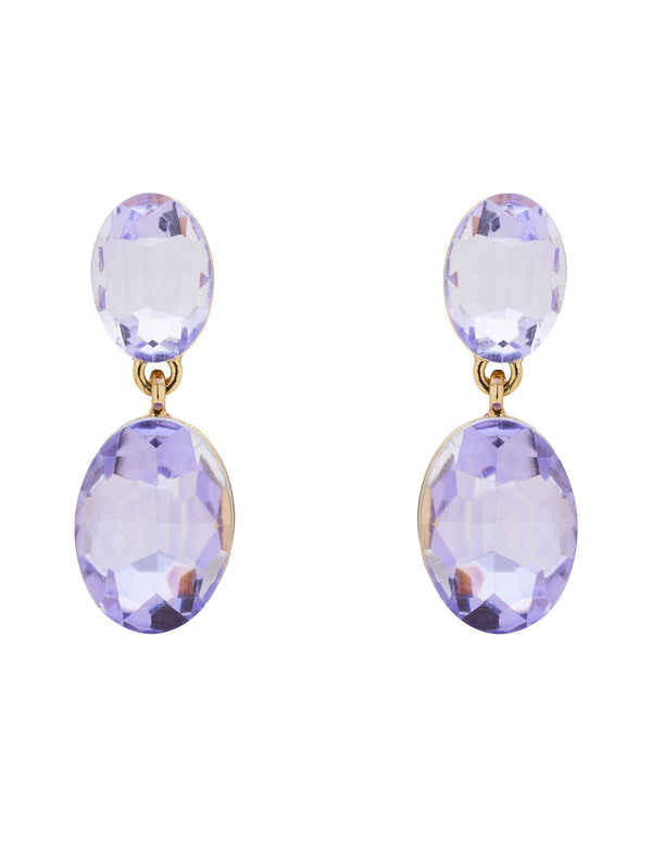 DOUBLE DROP OVAL STONE EARRING