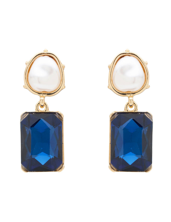 PEARLINE RECTANGLE STONE EARRING
