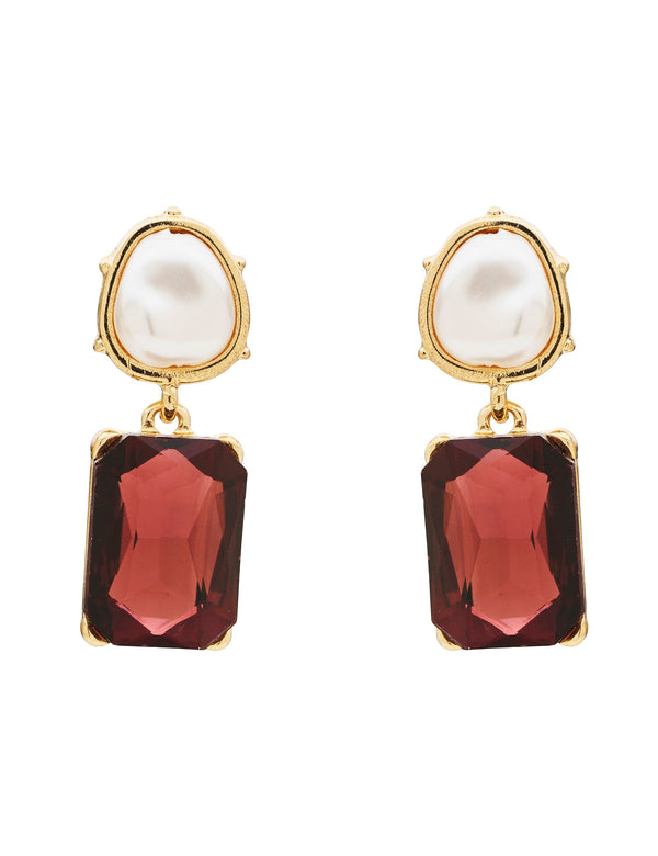PEARLINE RECTANGLE STONE EARRING